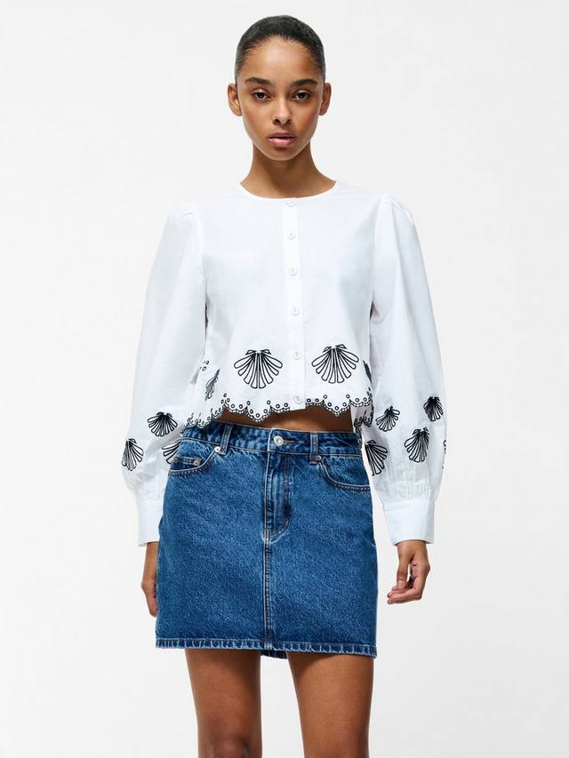 

Вышитая рубашка с длинными рукавами Cambria Cotton French Connection, Linen White/Navy