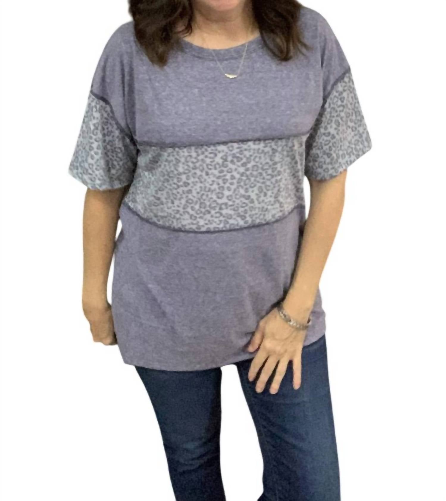 

Топ с коротким рукавом в морском цвете с принтом животных BiBi, темно-синий