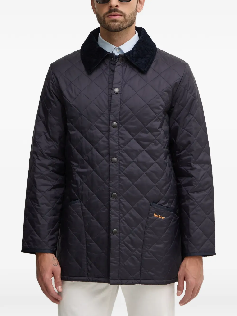 

Стеганая утепленная куртка liddesdale с воротником из вельвета Barbour, синий