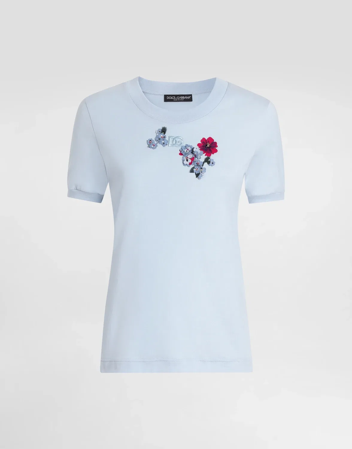 Джерси-футболка с нашивкой в виде цветка DOLCE & GABBANA, голубой