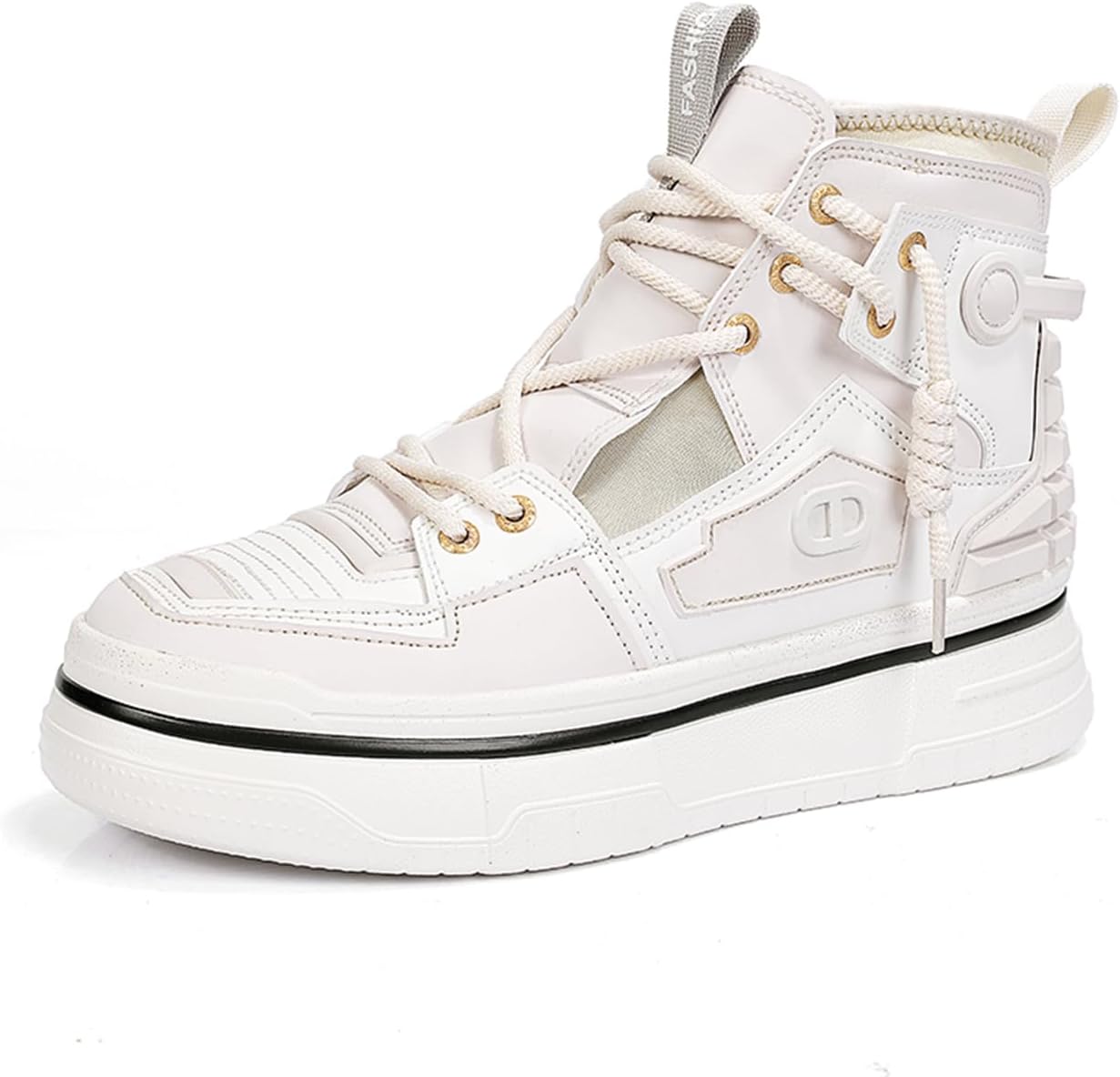 

Мужские высокие массивные кроссовки на платформе, модная цветная PU-кожа, повседневная обувь для ходьбы Zhoupulp, бежевый