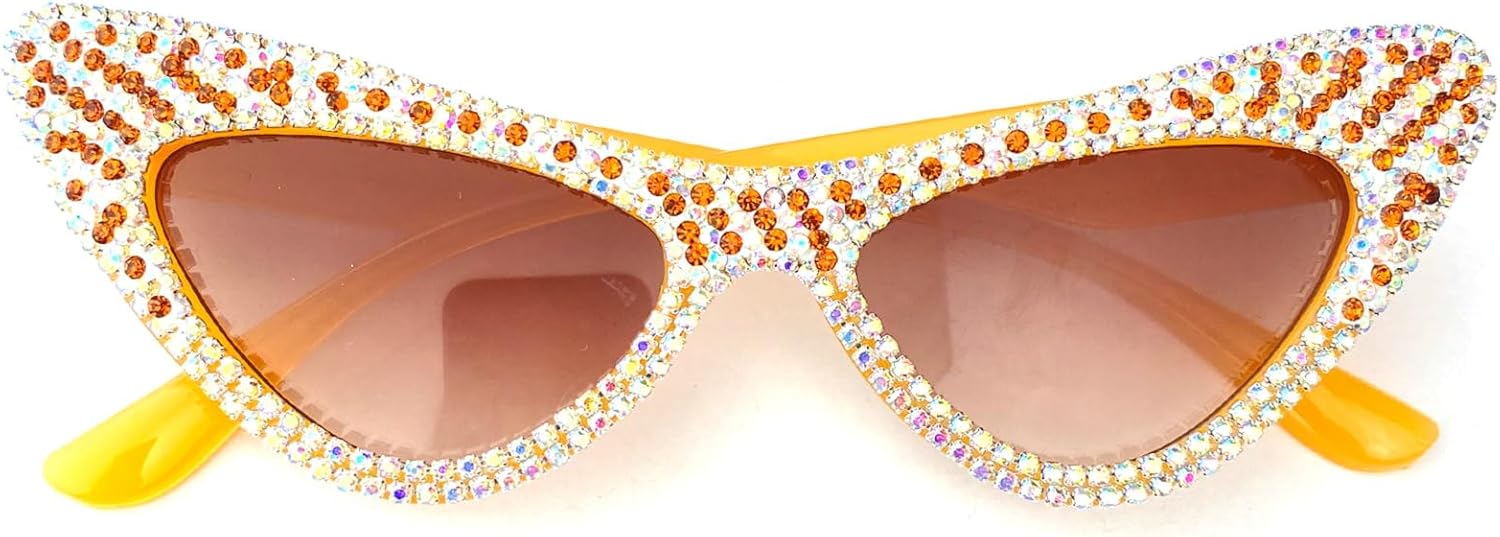 

Солнцезащитные очки в оправе «кошачий глаз» с бриллиантами и кристаллами, дизайнерский стиль, женские солнцезащитные очки со стразами, модные очки для путешествий и вечеринок mincl, Yellow