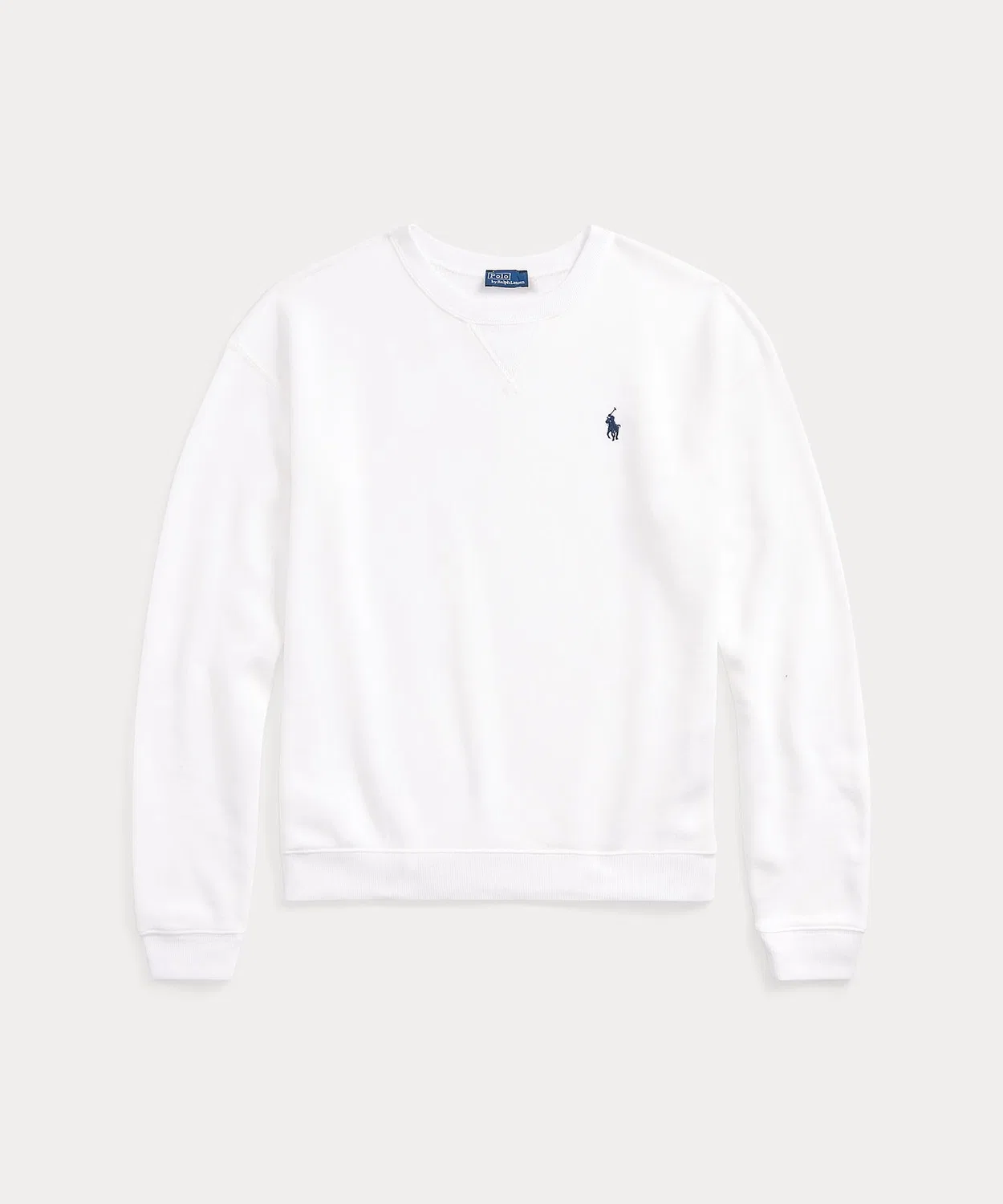 Свитшот флисовый с круглым вырезом Polo Ralph Lauren Relaxed Fit белый — фото 2