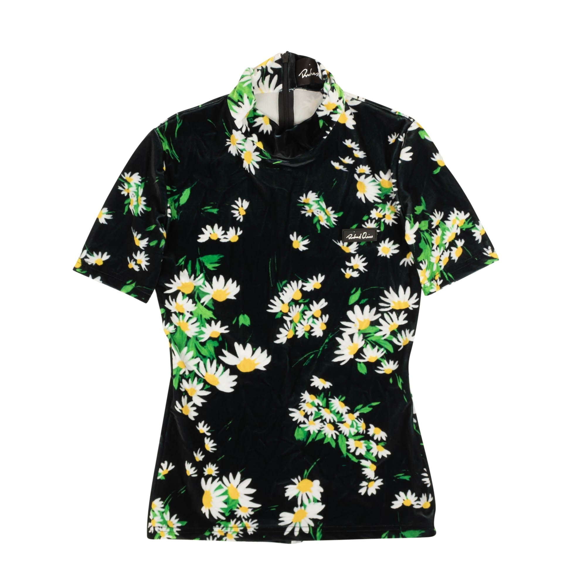 

Топ Richard Quinn Daisy Velour с короткими рукавами - черный