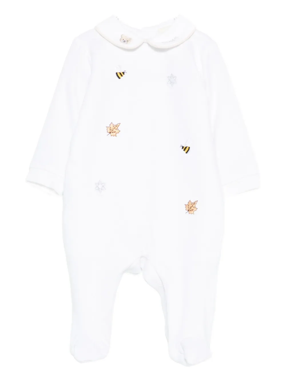 

Вышитый детский комбинезон с круглым воротником Nanan, белый