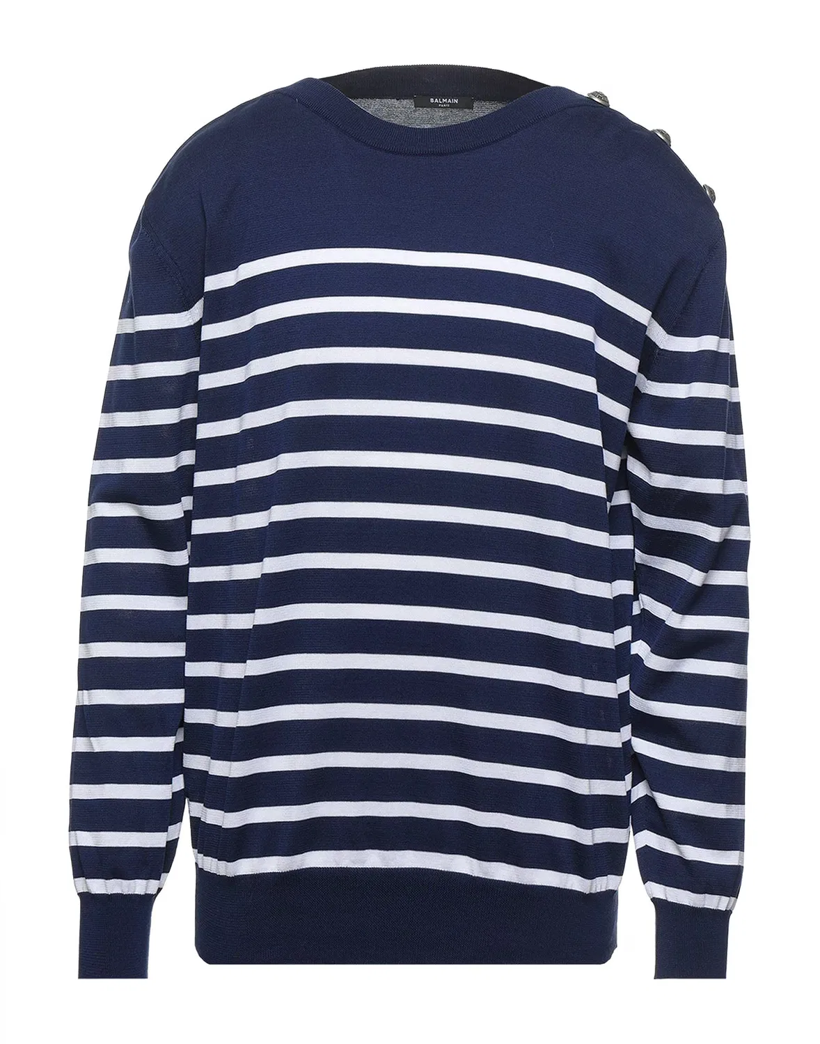 Свитер с металлическими аппликациями BALMAIN темно-синий