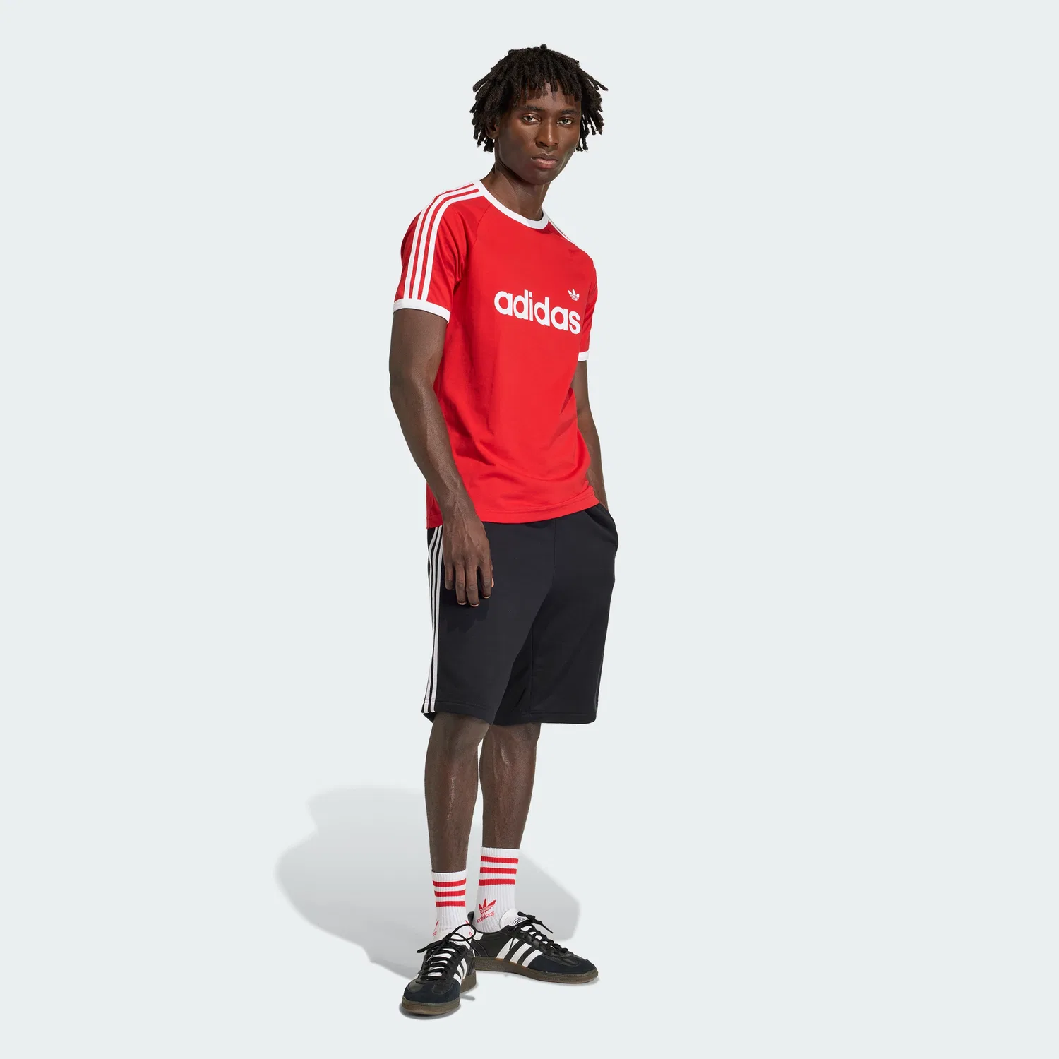 Мужская футболка с 3 полосками Slim Ringer ярко-красная Adidas — фото 3