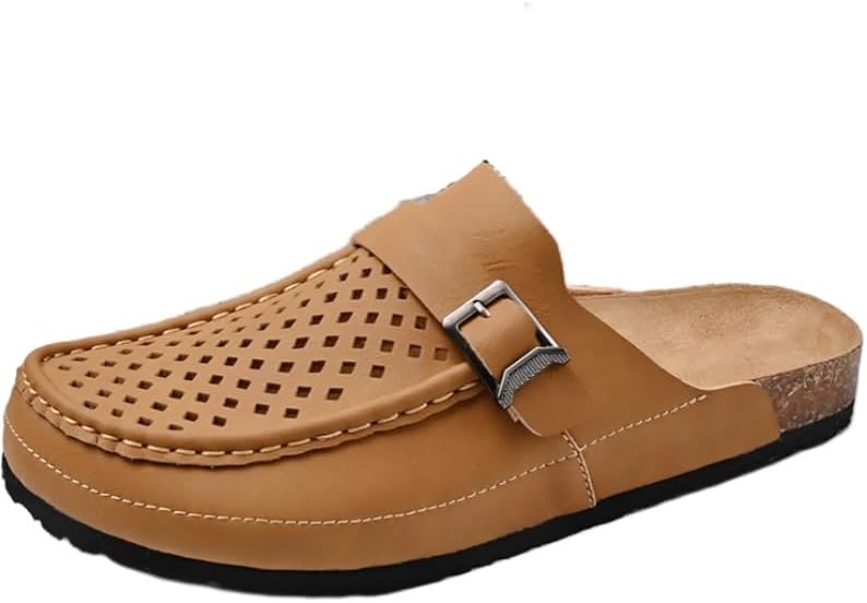 

Мужские повседневные сандалии, дышащие и противоскользящие закрытые рыбацкие туфли, удобные летние тапочки Clolinde, коричневый