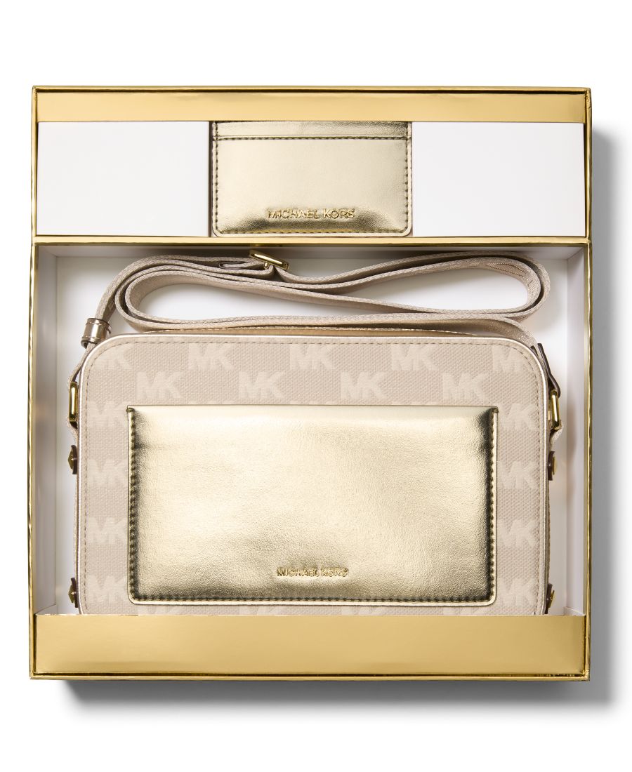 

Большая сумка через плечо Boxed Maeve East West Pocket с футляром для карт Michael Kors, Pale Gold