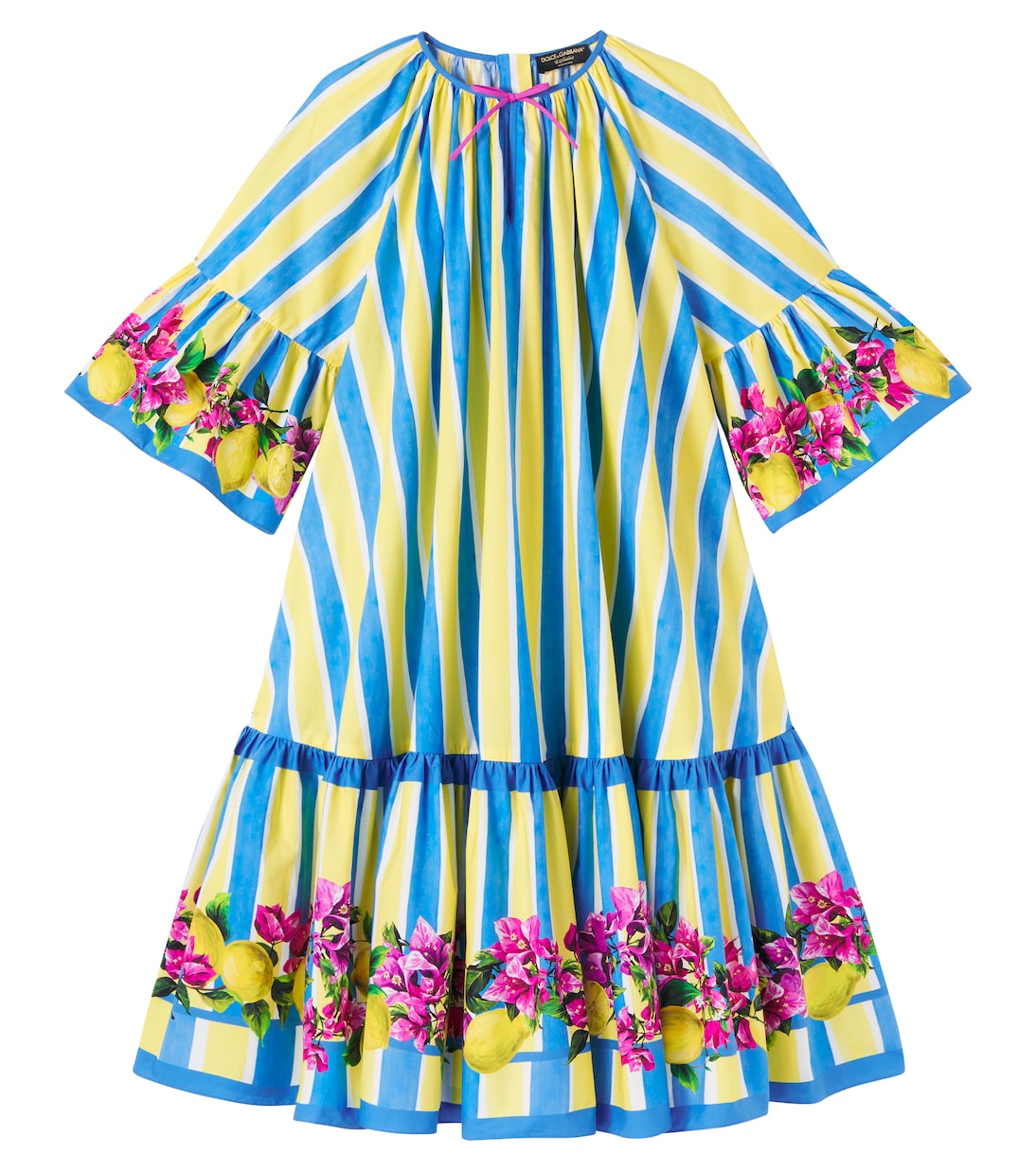 

Платье из хлопка Taormina в полоску с цветочным принтом Dolce&Gabbana Kids, Righe Multicolor