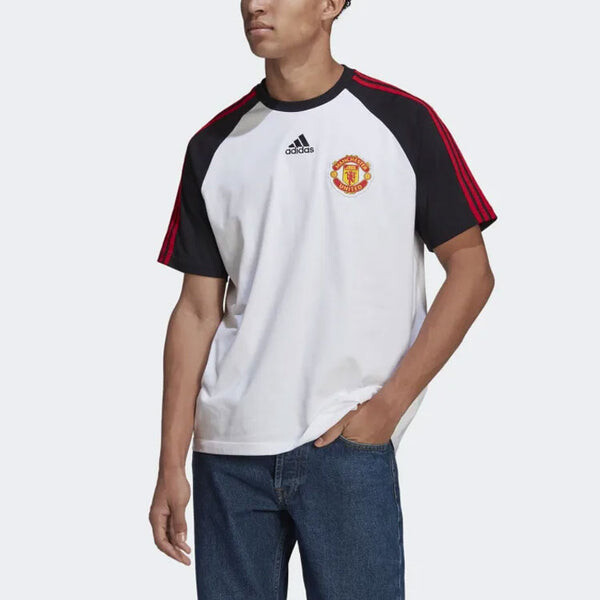 Футболка adidas Manchester United Soccer/Football Mufc Tg Tee Casual Sports Round Neck Colorblock Short Sleeve White, мультиколор — фото 3