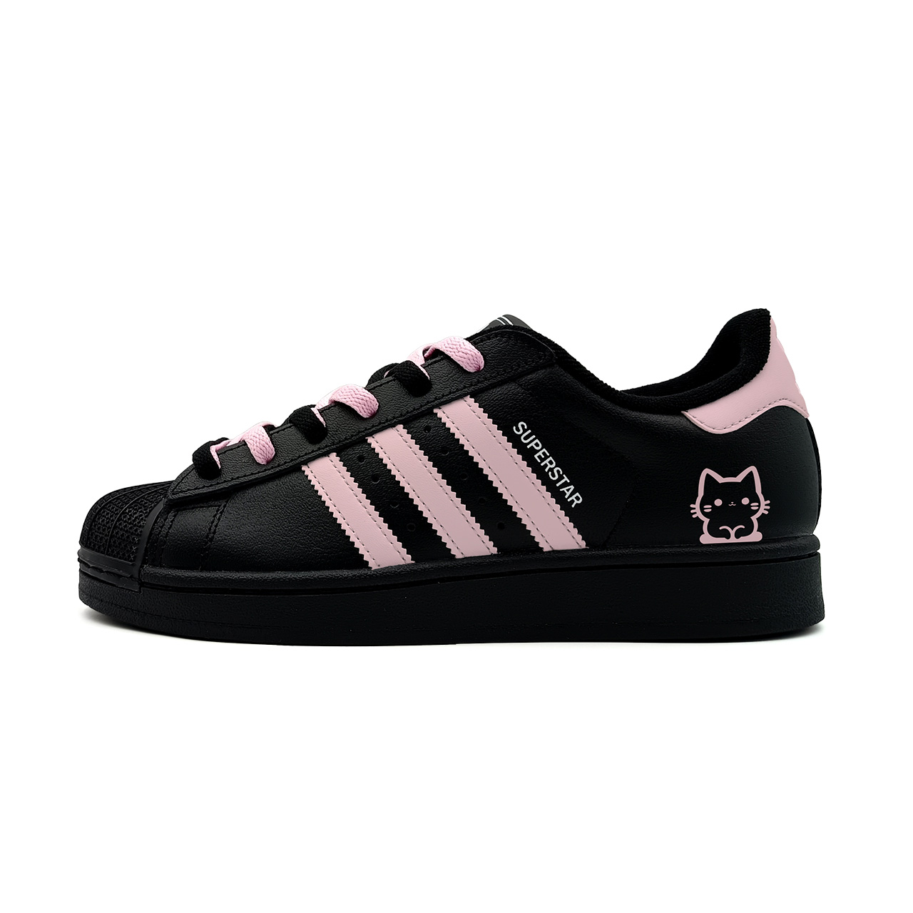 Adidas Originals Superstar 2 Sweet And Cool Kitten Leather Low top Детские скейтбординговые кроссовки Black Pink для подростков — фото 3