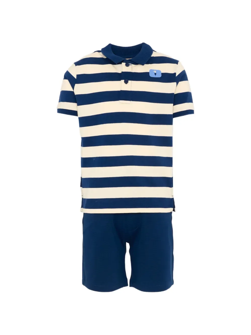 Комплект: полосатая рубашка-поло и шорты TRUSSARDI JUNIOR, синий