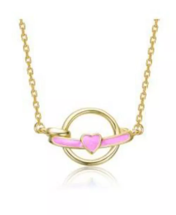 

Колье с переплетенными кольцами и цветной эмалью в форме сердца, покрытое 14-каратным золотом Gigigirl, pink