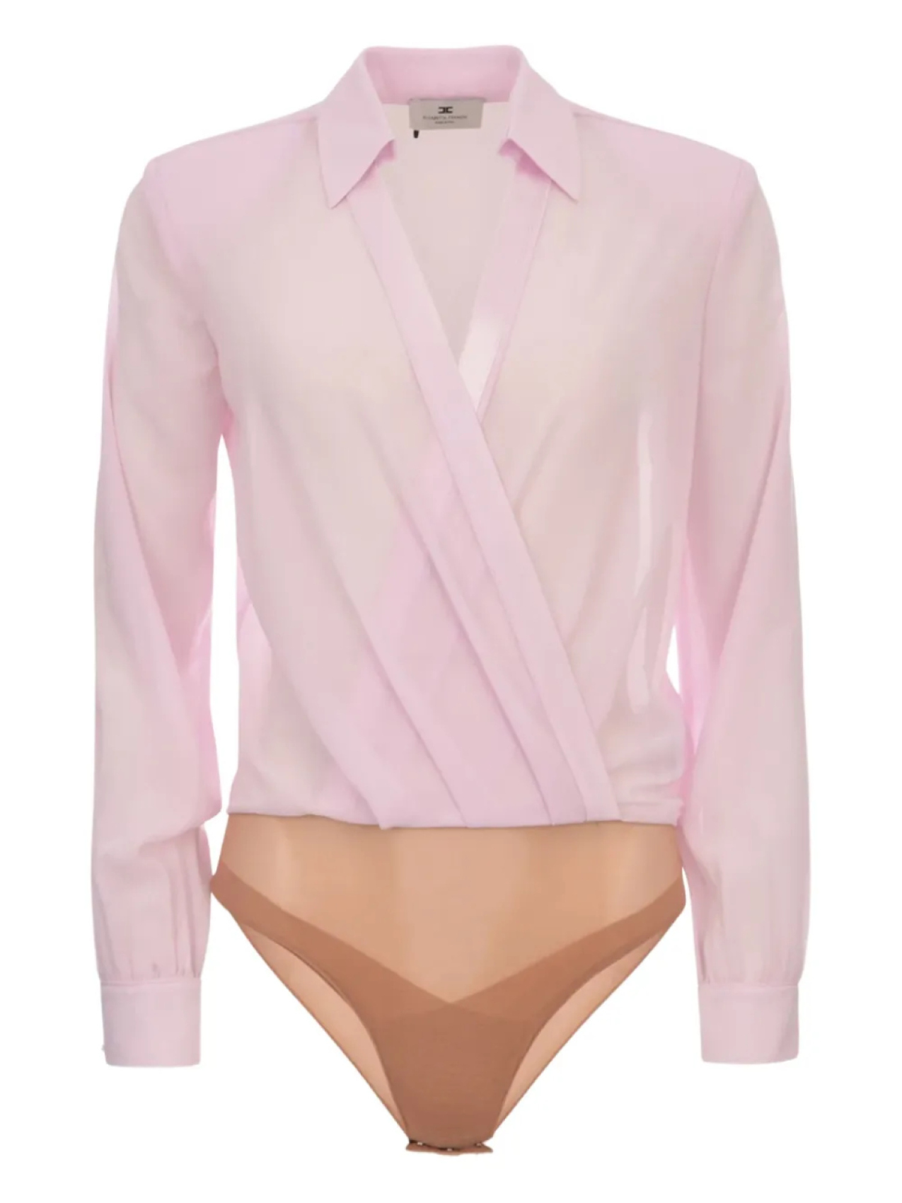 

Боди Elisabetta Franchi с запахом спереди и длинными рукавами, розовый