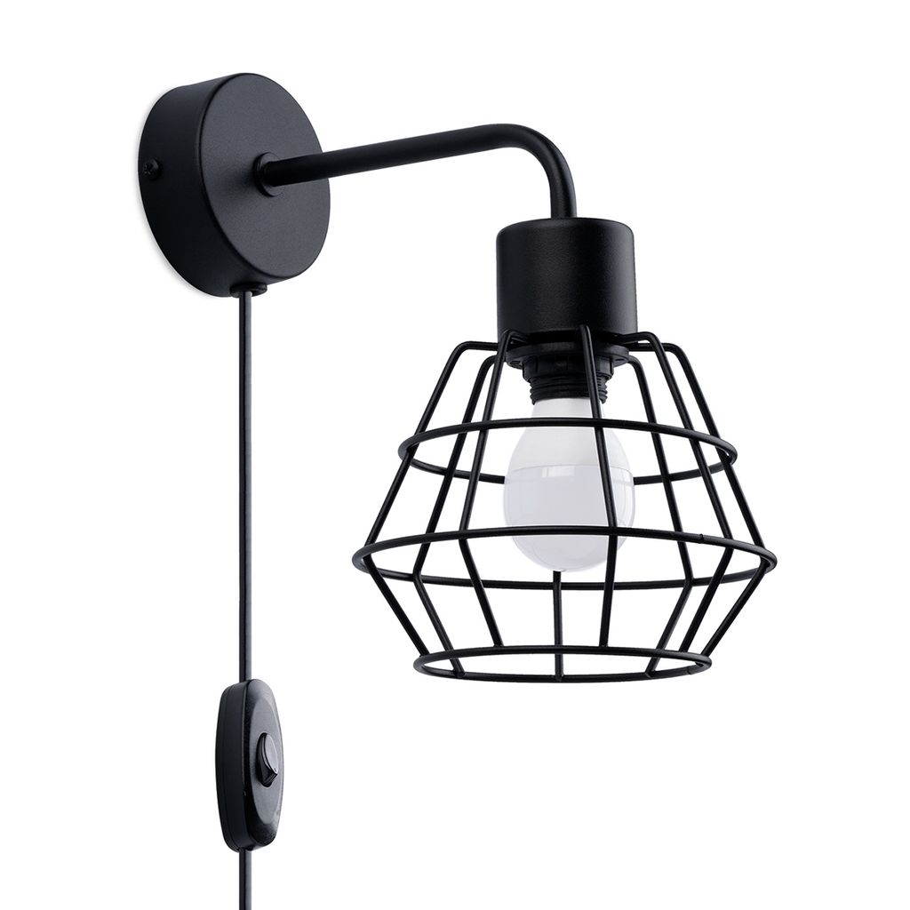 

Настенные светильники SUBA черный 1xE27 15W сталь 23x23x15см Sollux Lighting