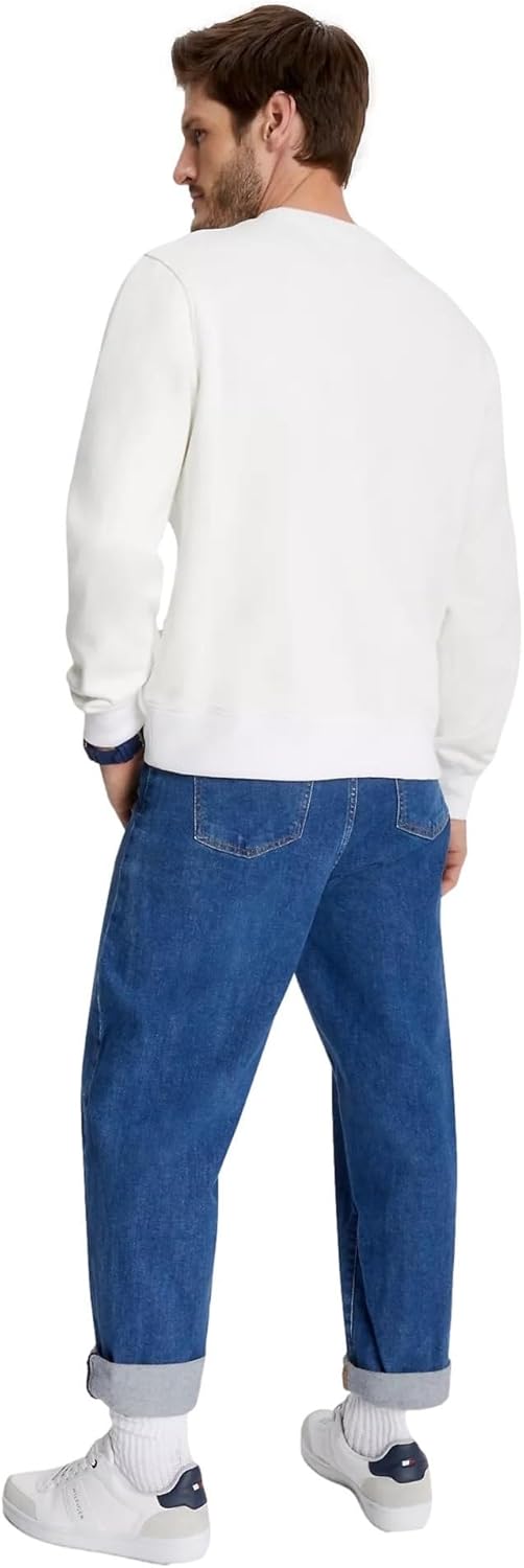 Коллекция мужских толстовок TOMMY HILFIGER Crew 2025, Embroidered Tommy Logo White — фото 4