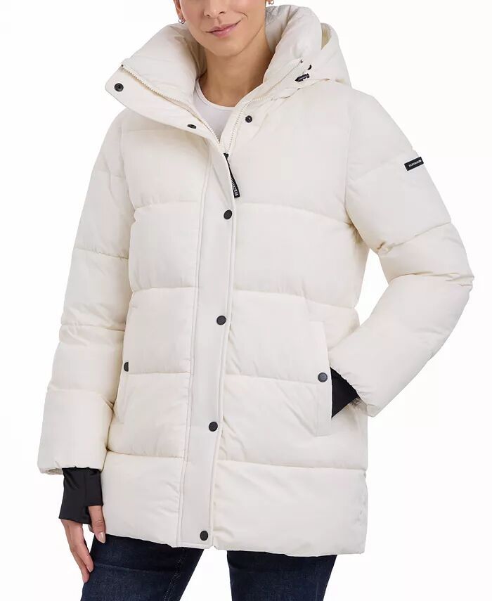 

Женское стеганое пальто с капюшоном BCBGMAXAZRIA, коричневый/бежевый