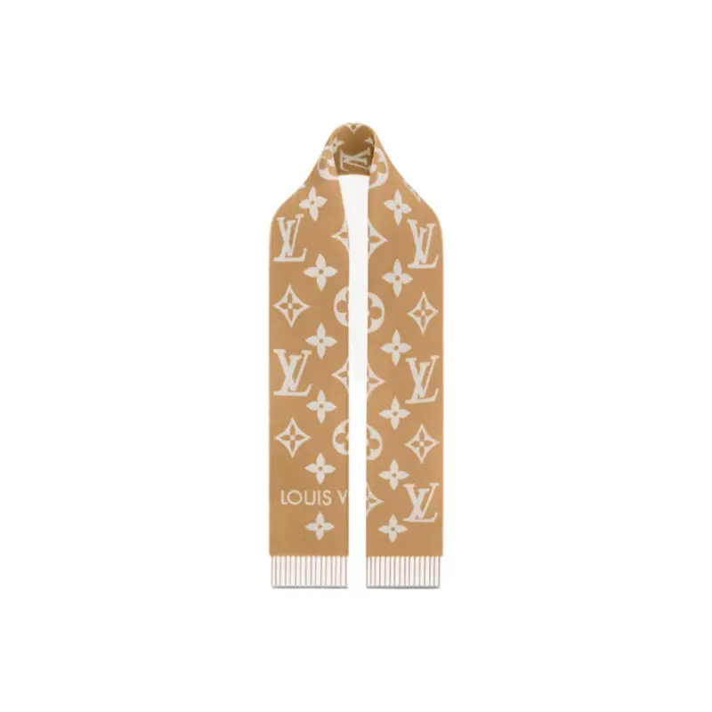 

Женский вязаный шарф Louis Vuitton, коричневый/белый