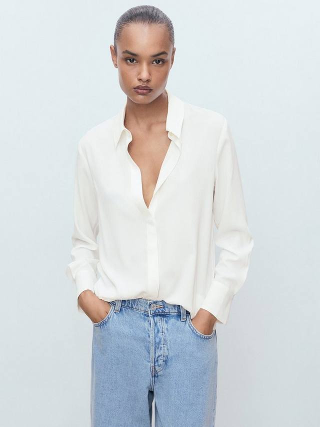 

Базовый футболка с длинными рукавами Mango, Natural White