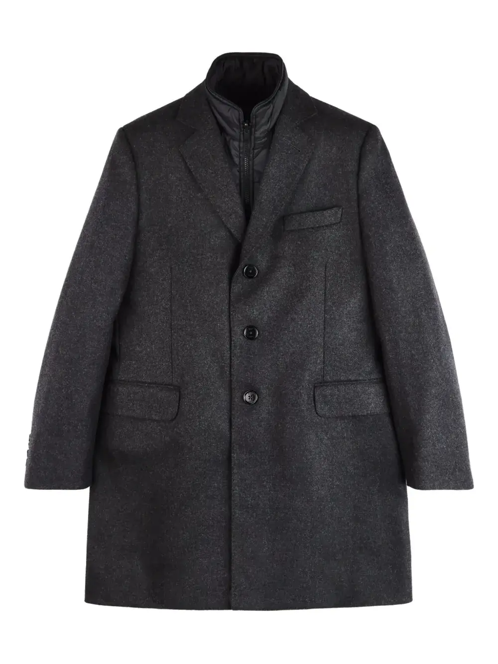 

Шерстяное пальто на пуговицах с молнией Fay, серый