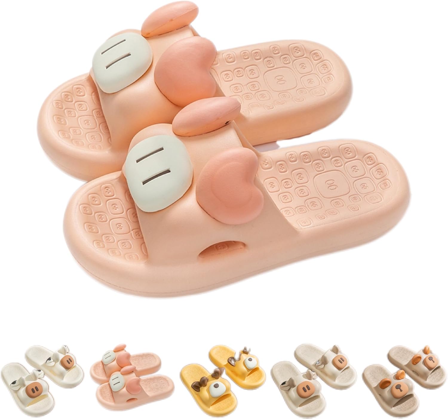 

Домашние тапочки NTRUEML для ванной комнаты с изображением коровы, женские летние мультяшные домашние тапочки, нескользящие, EVA, парные, мужские, розовый