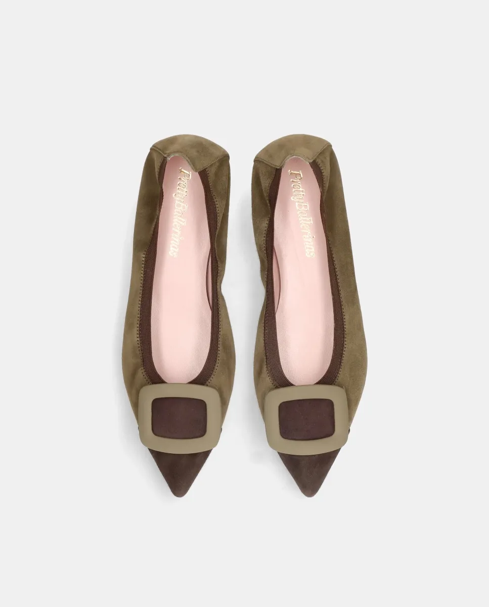 Женские балетки Ella из мягкой замши с декоративной пряжкой Pretty Ballerinas, зеленый — фото 2