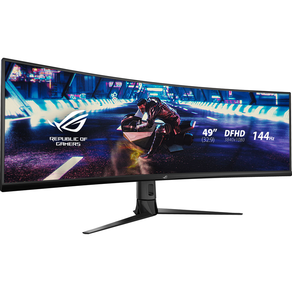 

Игровой ЖК-монитор ASUS Republic of Gamers Strix XG49VQ с соотношением сторон 32:9, ультрашироким изогнутым экраном и частотой обновления 144 Гц и поддержкой FreeSync