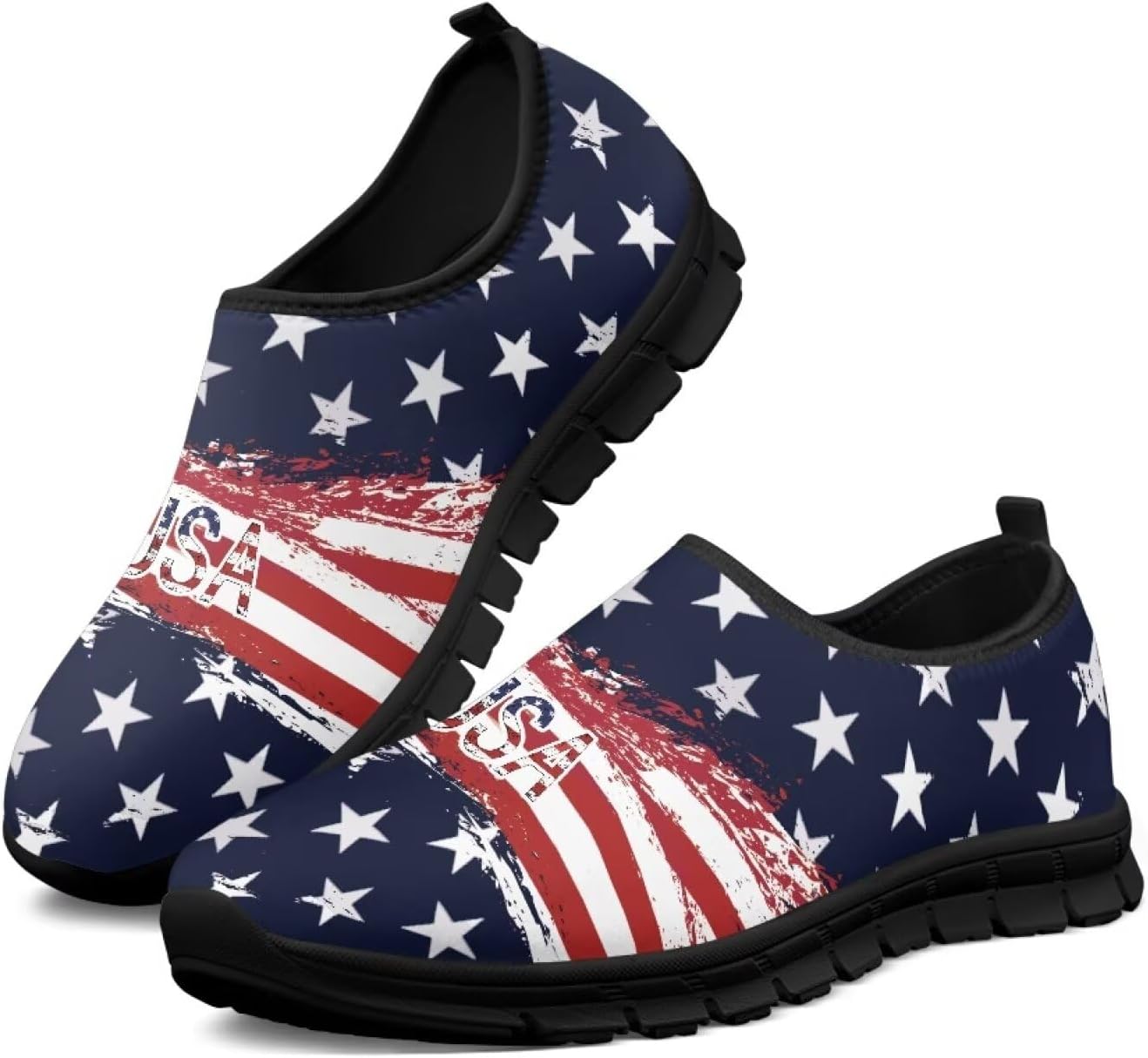 

Кроссовки для отдыха для мужчин, дышащие, легкие, с супинатором, против скольжения, лоферы для путешествий, кемпинга, спорта и бега, размеры США 5-14 Generic, Usa Star Stripe