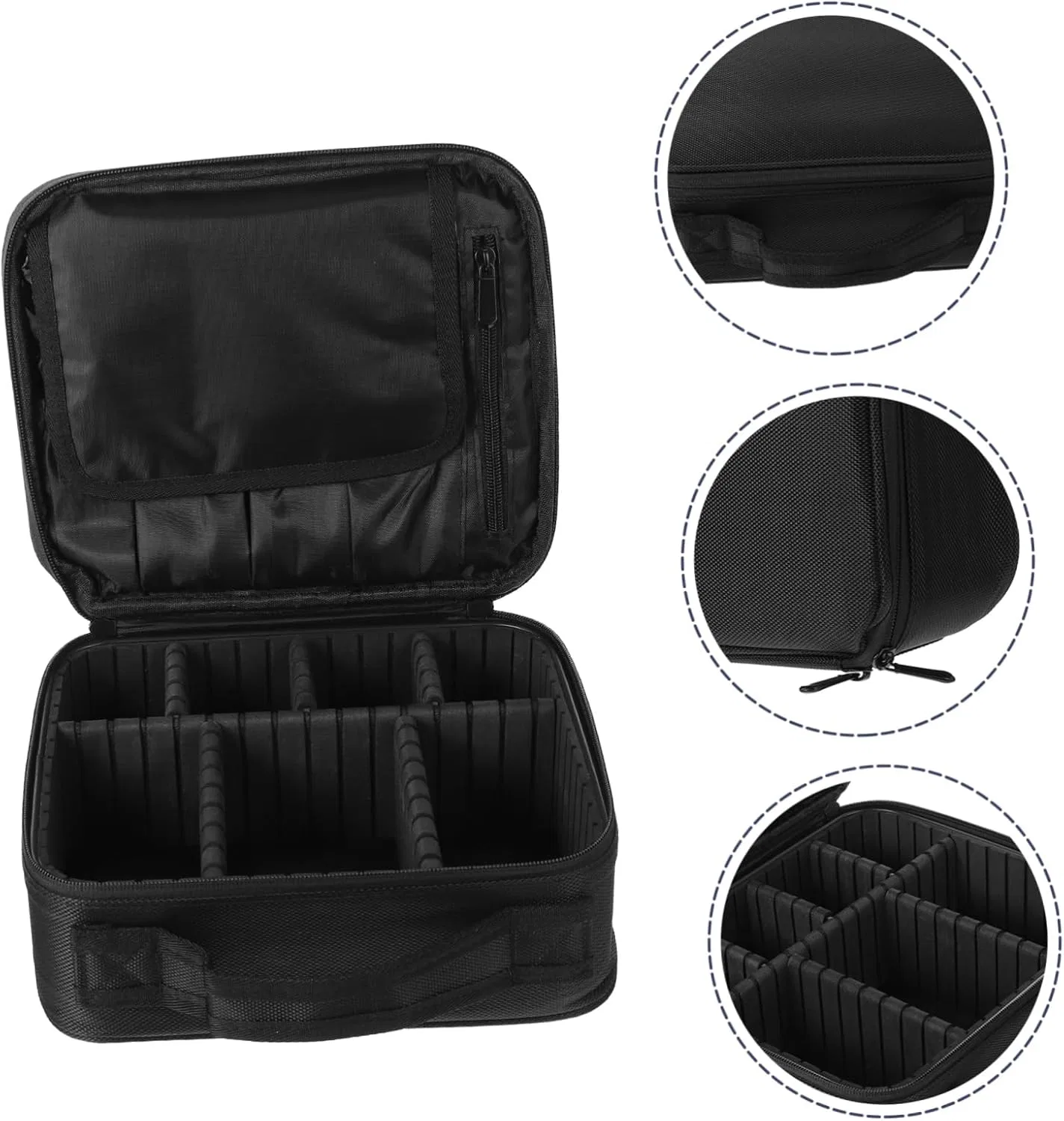 Косметичка Mipcase с несколькими отделениями черная 26x23x9 см — фото 4