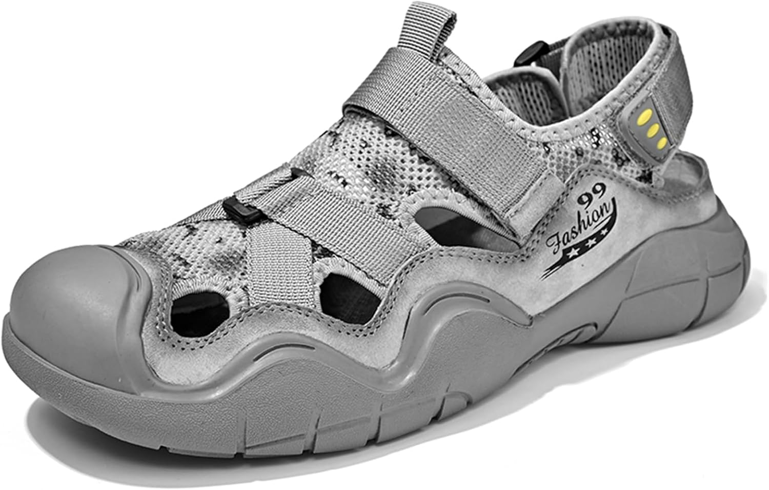 

Мужские сандалии летние для улицы, нескользящие походные туфли, кожаные, сетчатые, дышащие, повседневные пляжные мужские обувь Abborora, серый