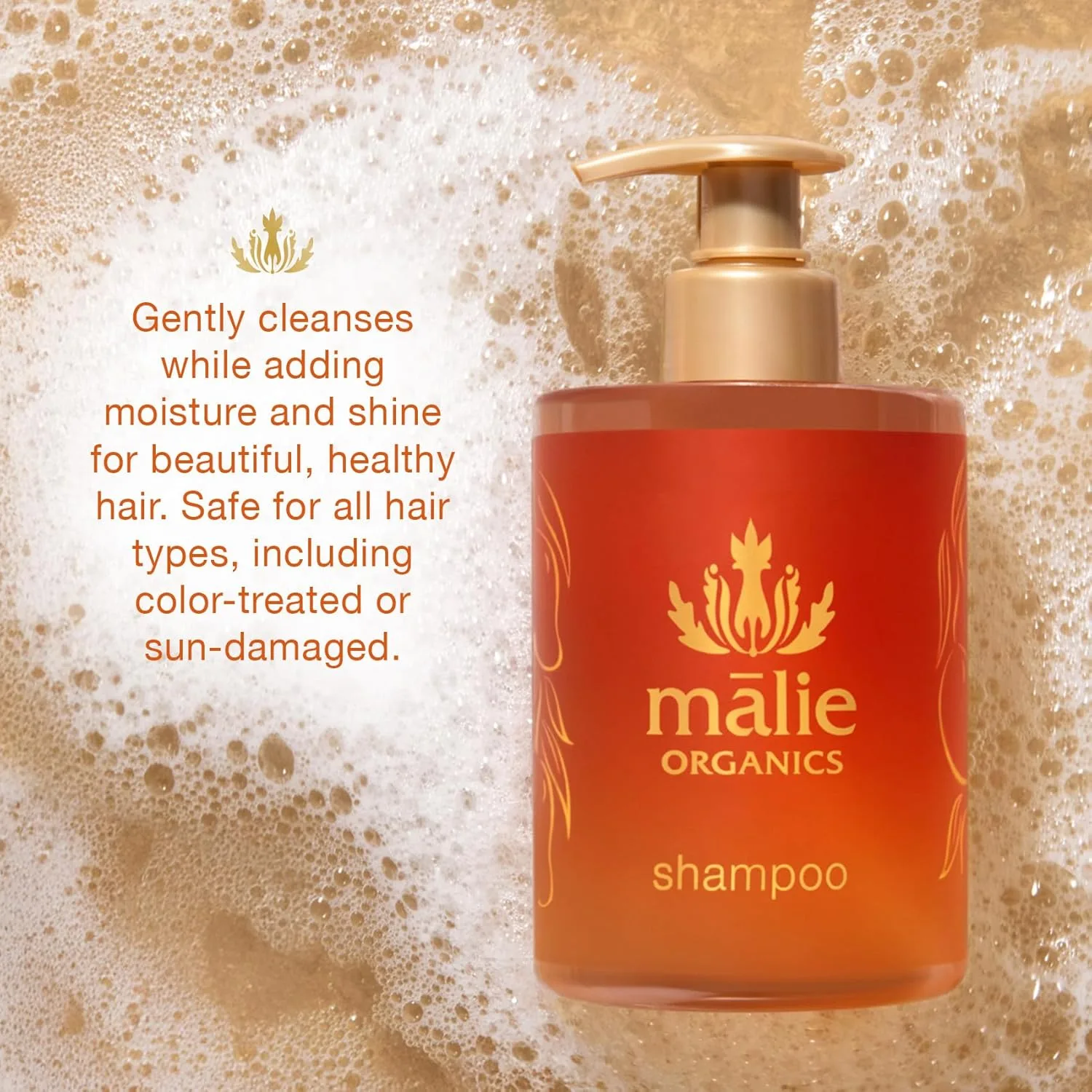 Шампунь Mālie Organics с ароматом мангового нектара, для ежедневного очищения всех типов волос, содержит масло кукуи, масло макадамии и протеин киноа, подходит для веганов. Malie Organics, orange — фото 4