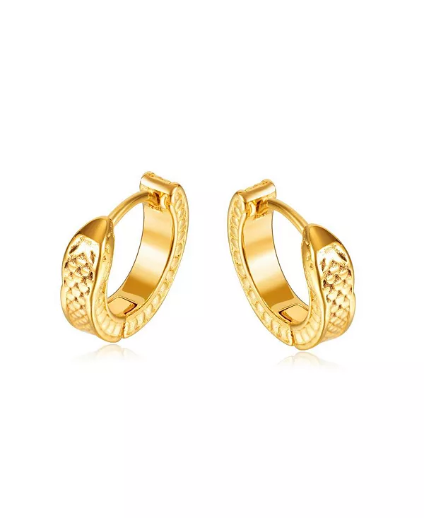 

Серьги-Кольца Huggie Hoop из текстурированной нержавеющей стали Metallo, gold