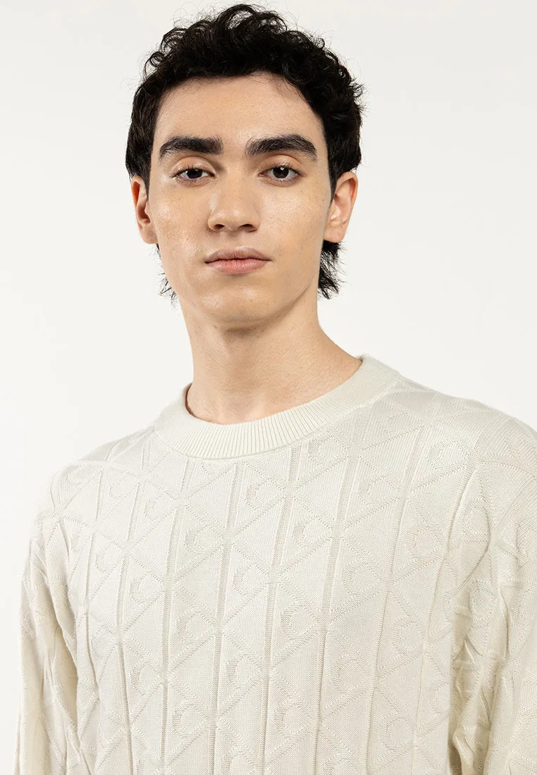 Свитер Calvin Klein Jeans с длинным рукавом, принтом, хлопковый, цвет Tofu — фото 3