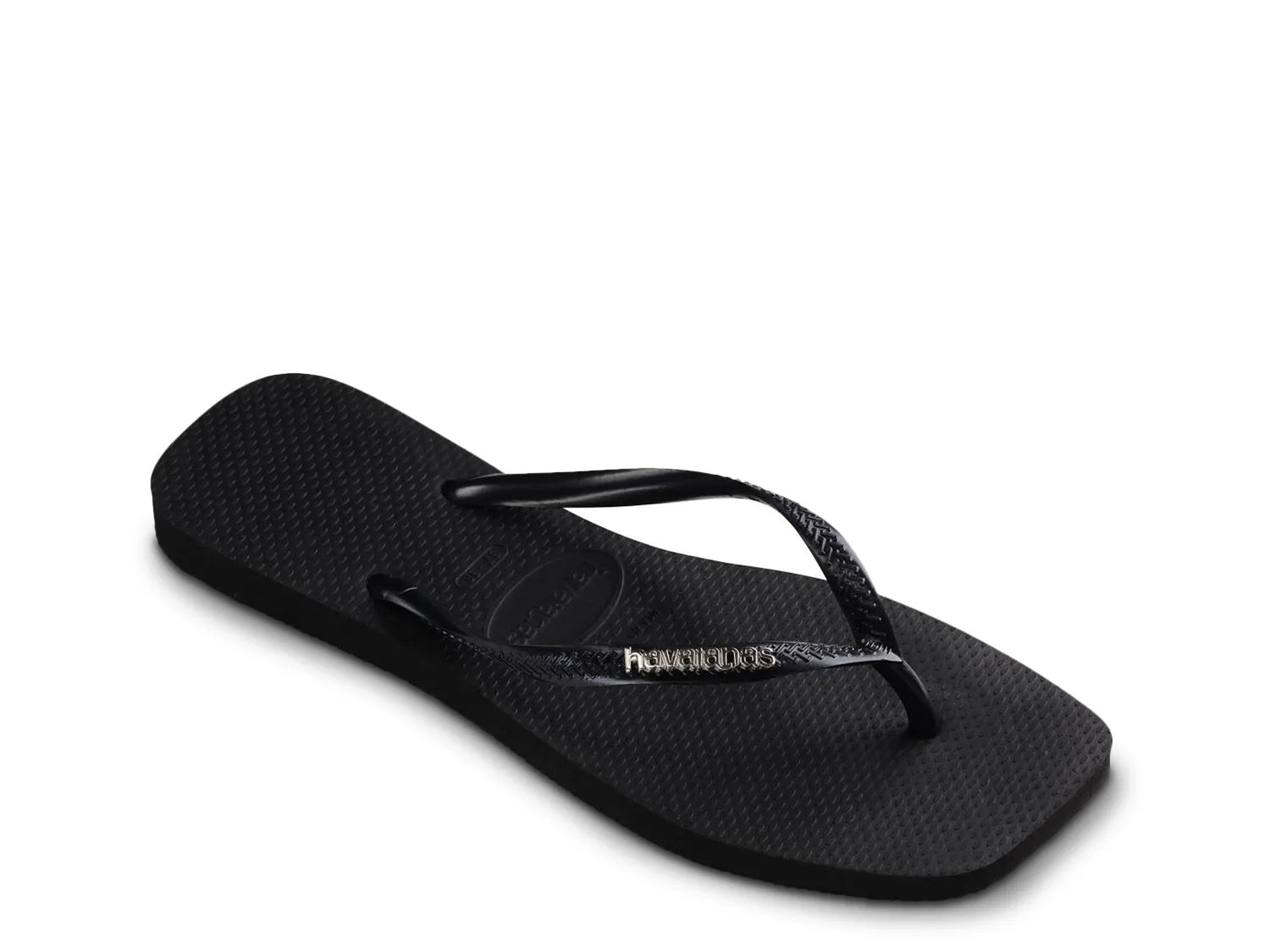Сандалии Havaianas Slim Square Logo Metallic Flip Flop - Women's, черный/серебристый