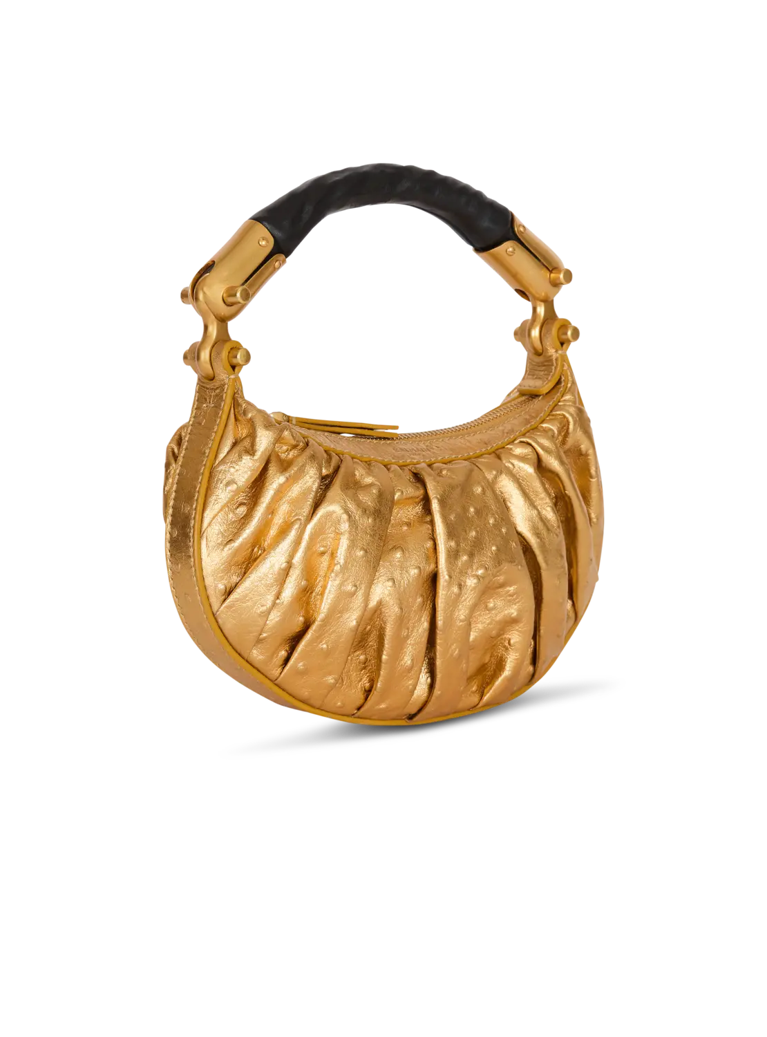 Мини-сумка Ebene из ламинированной кожи Balmain, золото — фото 3