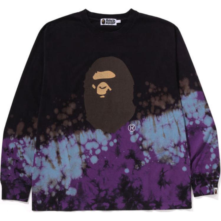

Футболка Bape Tie Dye Ape Head Relaxed Fit с длинным рукавом A BATHING APE, фиолетовый