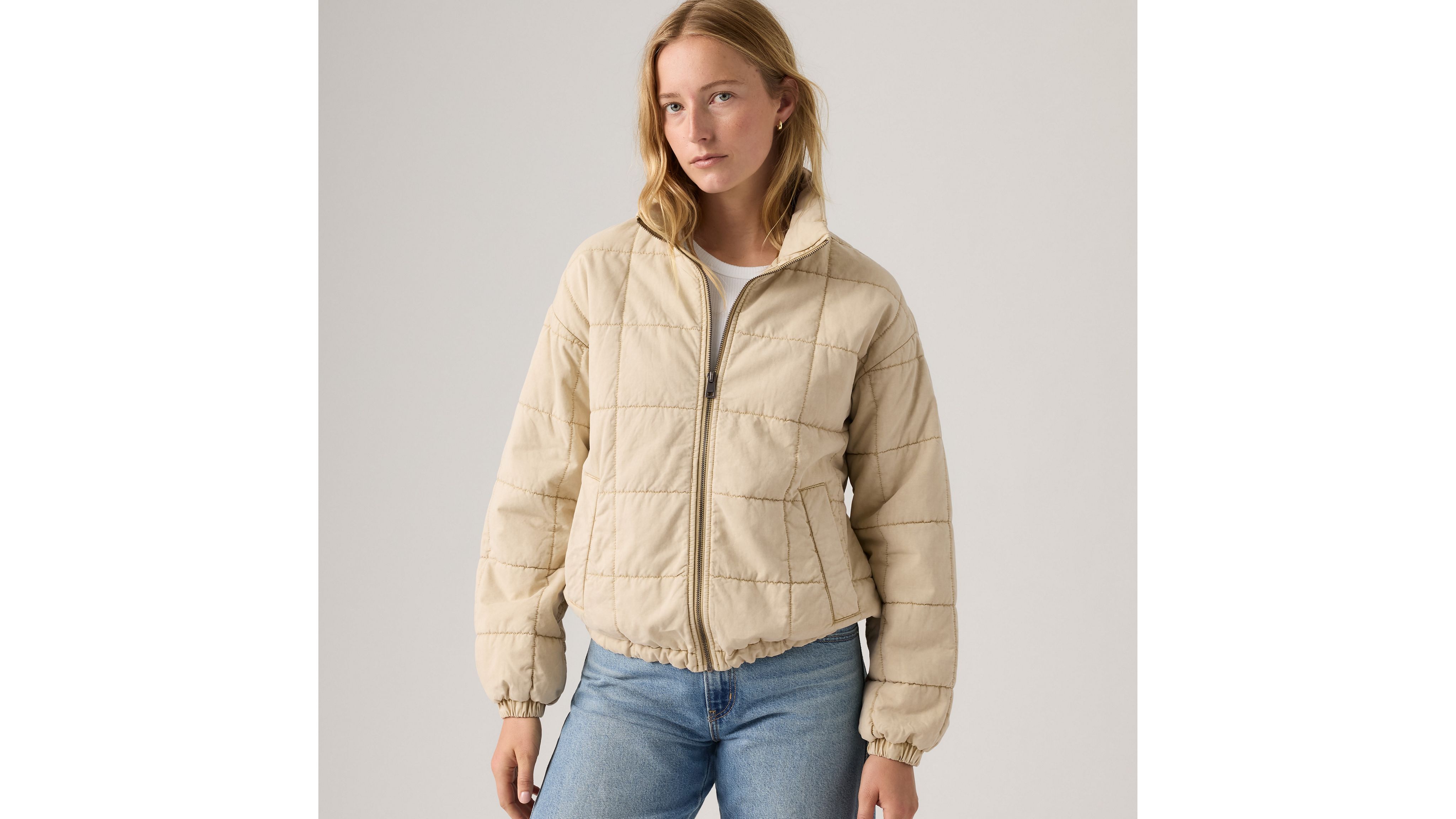 

Стеганая куртка свободного кроя из хлопка Levi's, Crème Brule - White