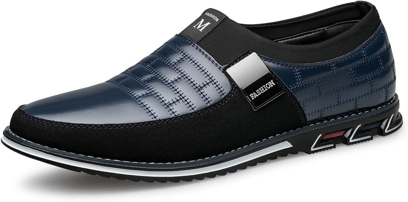 

Мужские классические туфли широкого размера, удобные туфли-слипоны, модные деловые повседневные оксфорды, мягкие лоферы, дерби для работы в офисе, вождения и прогулок Dmgyck, синий