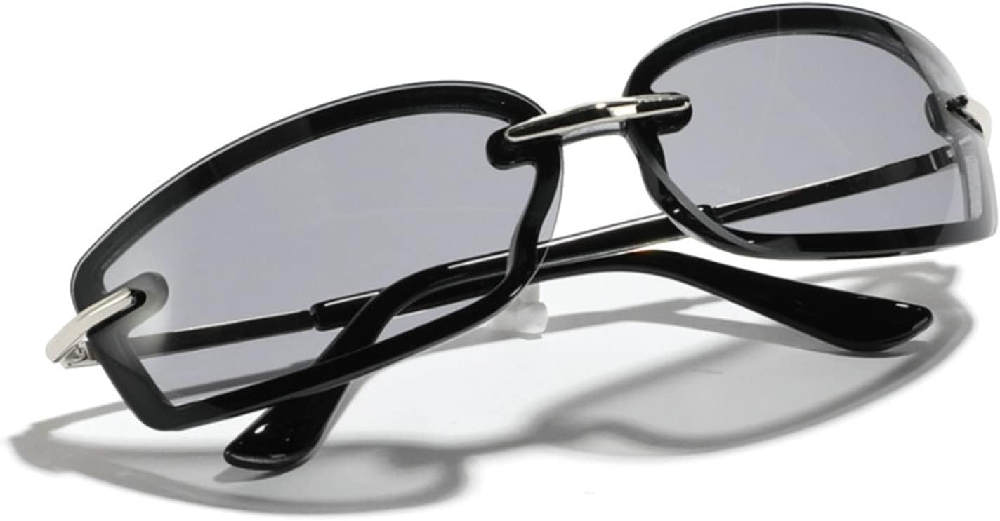 

Солнцезащитные очки Willochra One Piece без оправы в стиле Y2K для женщин, модные серебристые зеркальные солнцезащитные очки для мужчин, хип-хоп панк-очки из сплава, Black