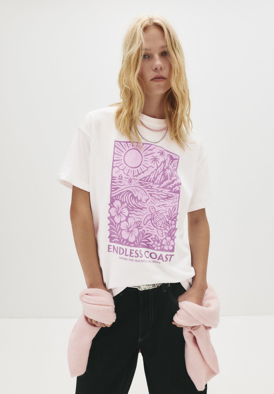 

Футболка PULL&BEAR Print T-shirt, White