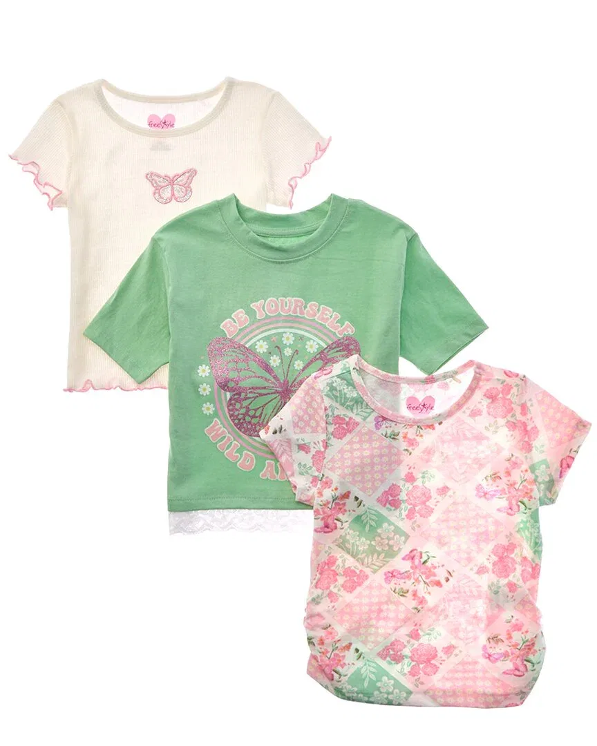 Набор из 3 топов Freestyle Pretty Butterfly Top, белый