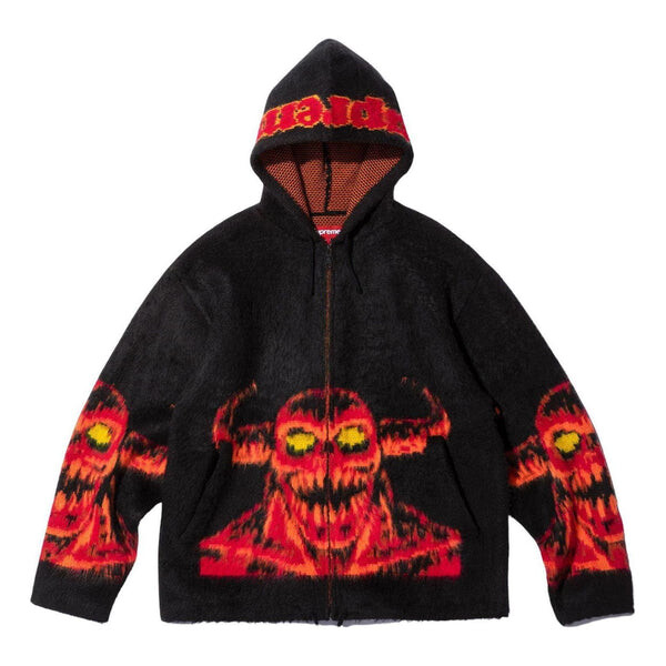 

Толстовка x toy machine zip up hooded sweater 'black red' Supreme, черный