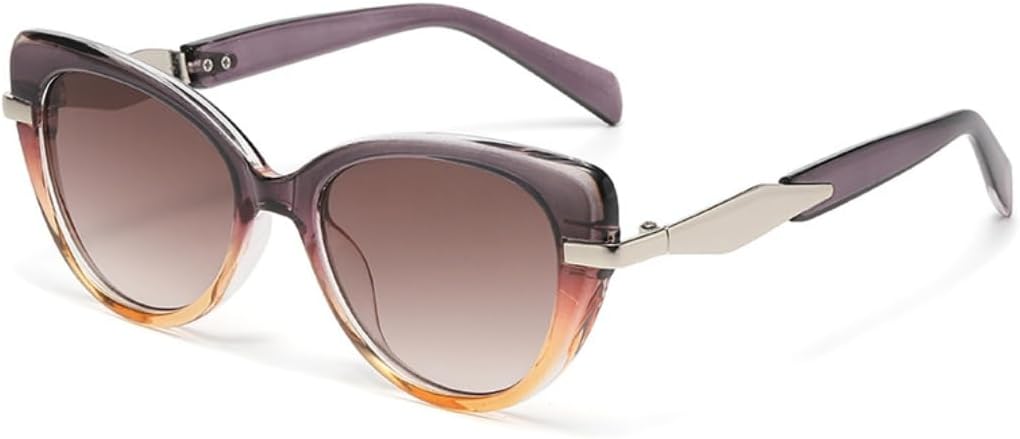 

Солнцезащитные очки с защитой от УФ-излучения UV400 | Панк-стиль "кошачий глаз" с металлическими дужками | для женщин и мужчин, для занятий спортом на открытом воздухе и вождения DSVIGF, Grey Yellow