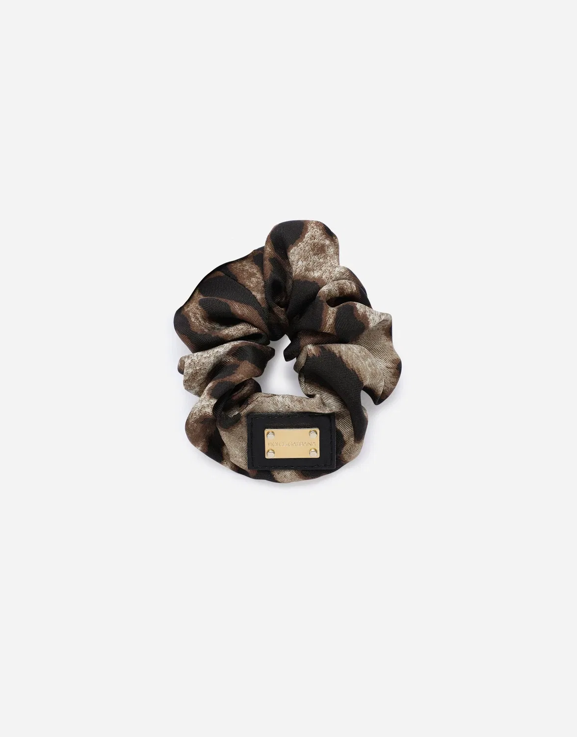 Резинка для волос Leopard-print из вискозы Dolce & Gabbana, бежевый