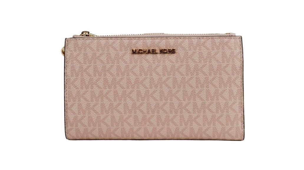 

Кошелек на запястье Jet Set Travel Dark Powder Blush из ПВХ с двойной молнией Michael Kors