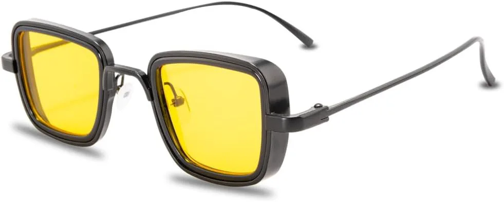 

Солнцезащитные очки в ретро-металлической оправе для мужчин, пляжа и отдыха, женские солнцезащитные очки, черные, желтые, красные, UV400 SLCHJXS, Black Yellow