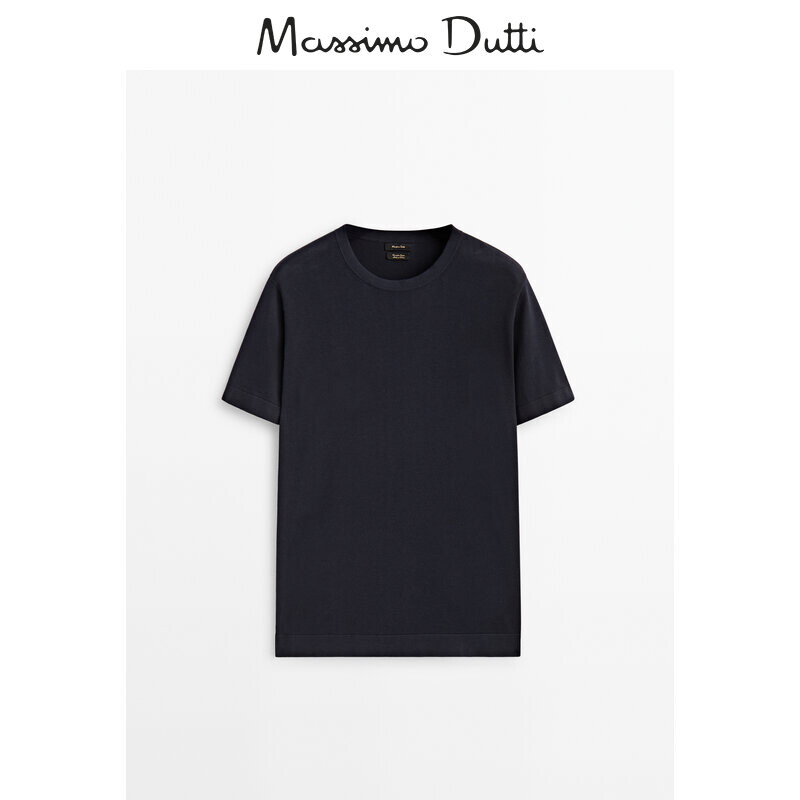 

Футболка мужская Massimo Dutti с круглым вырезом и короткими рукавами, темно-синий