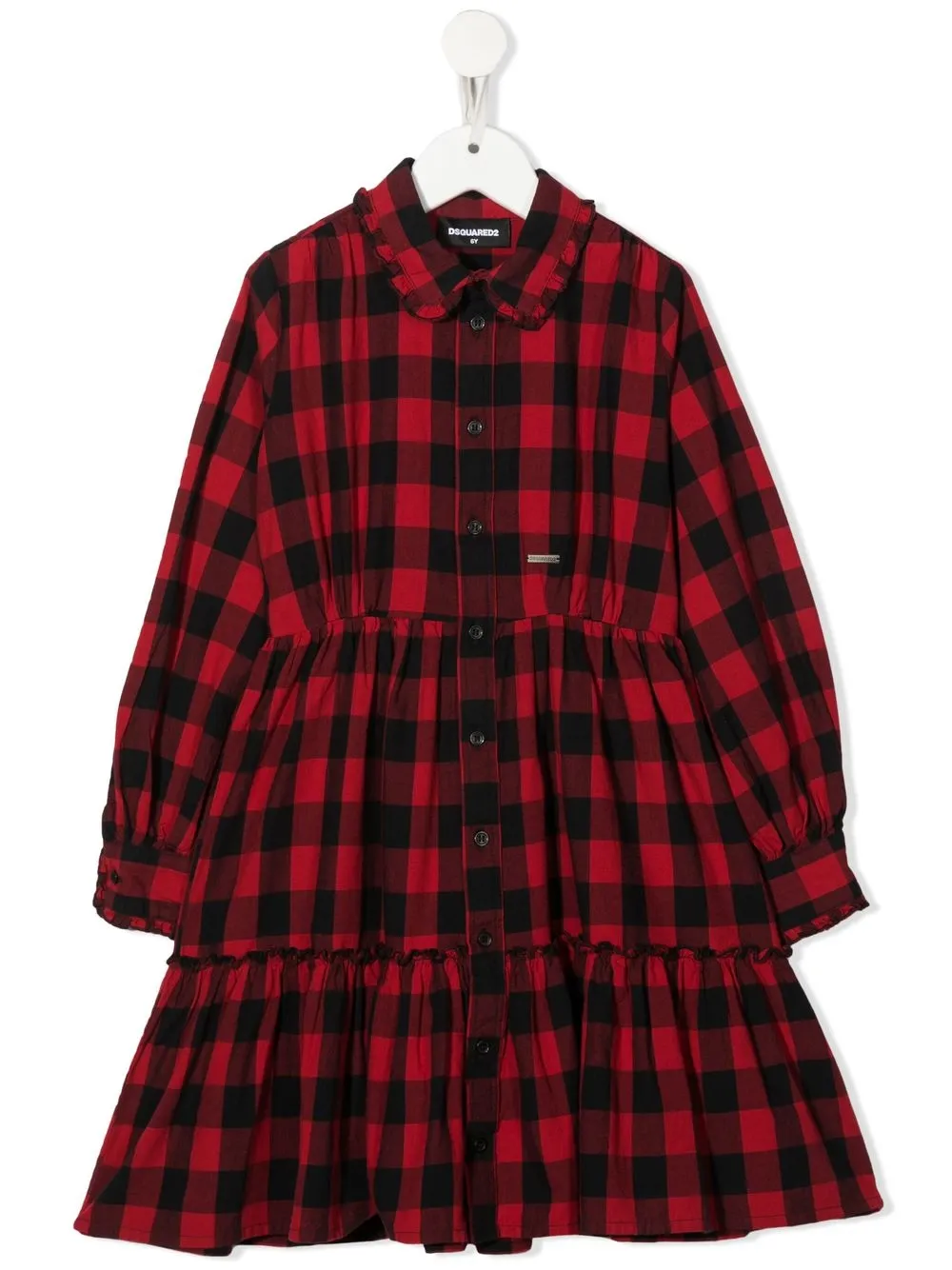 

Клетчатое платье с длинными рукавами DSQUARED2 KIDS, черный