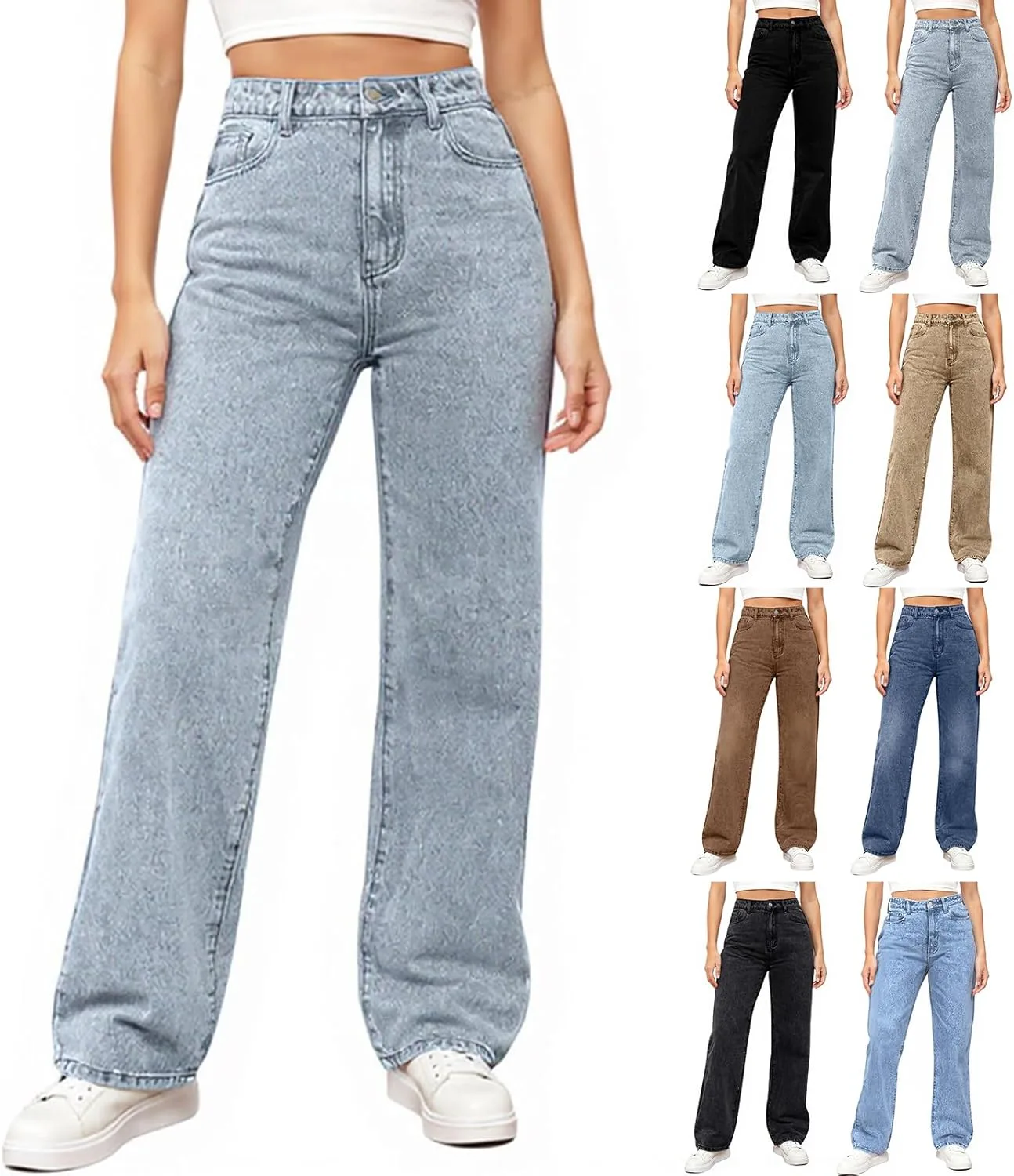 

Прямые джинсы для женщин High Waisted